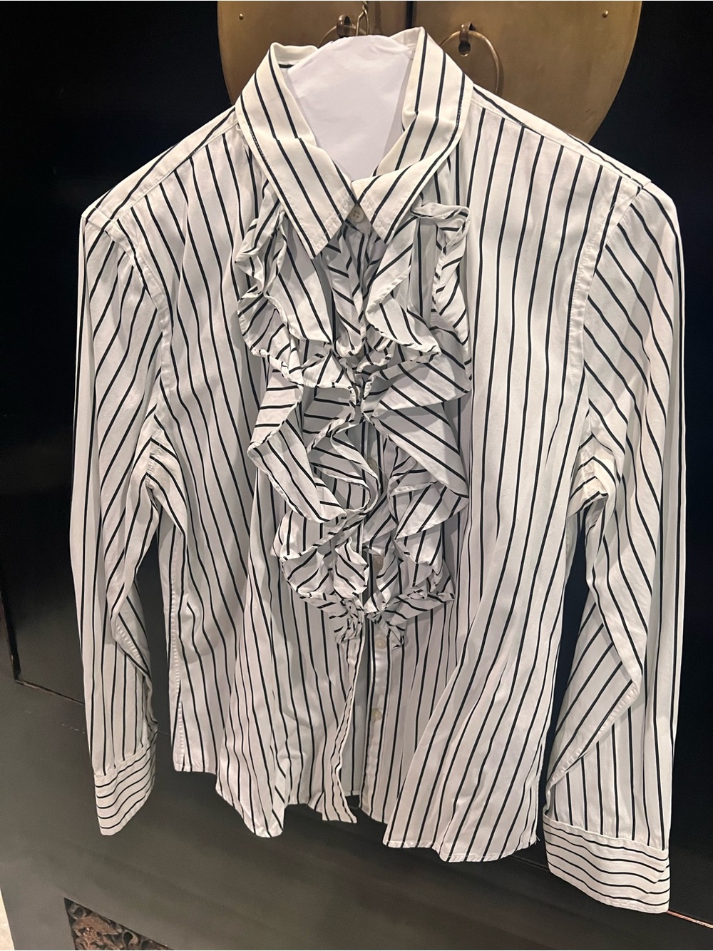 Lauren Ralph Lauren Women’s White Button-Up Ruffle Top